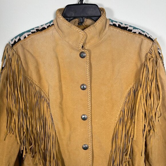 Cripple Creek Jacket Womens XL Genuine Leather Aztec Beaded Fringe Western - Picture 3 of 6